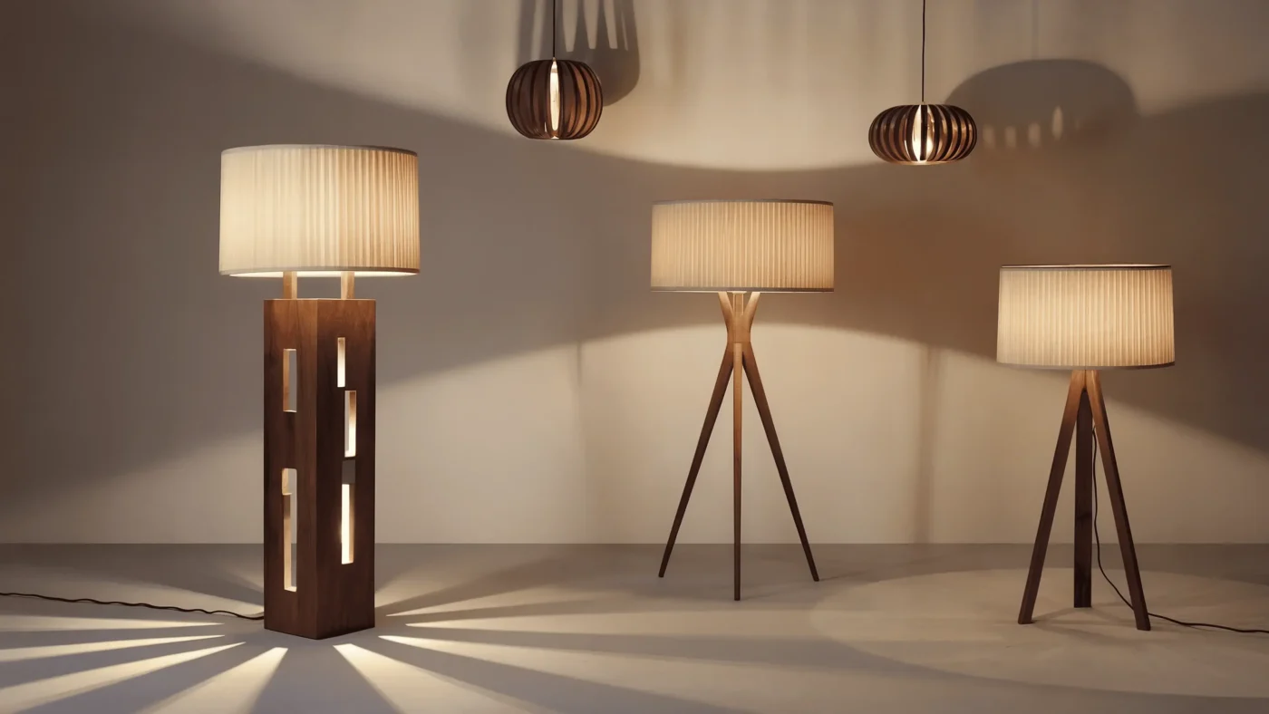 Luxury home decor floor lamps casting shadows, adding elegance and ambiance to any space.