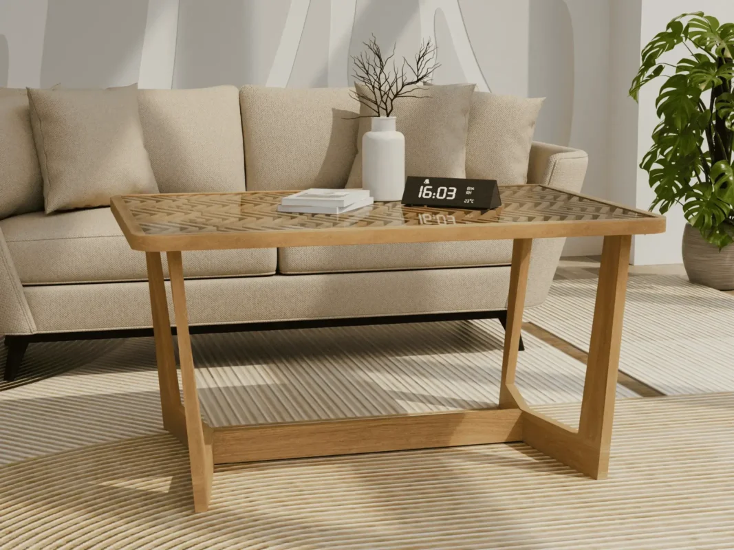 Luxury home decor table with carved design and epoxy coating, a perfect blend of artistry and functionality.