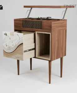 record holder stand with drawer