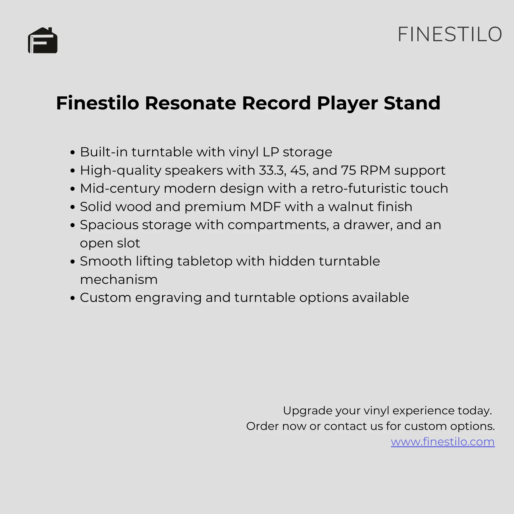 record player stand with custom options