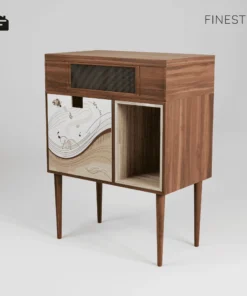record player stand with storage and speakers