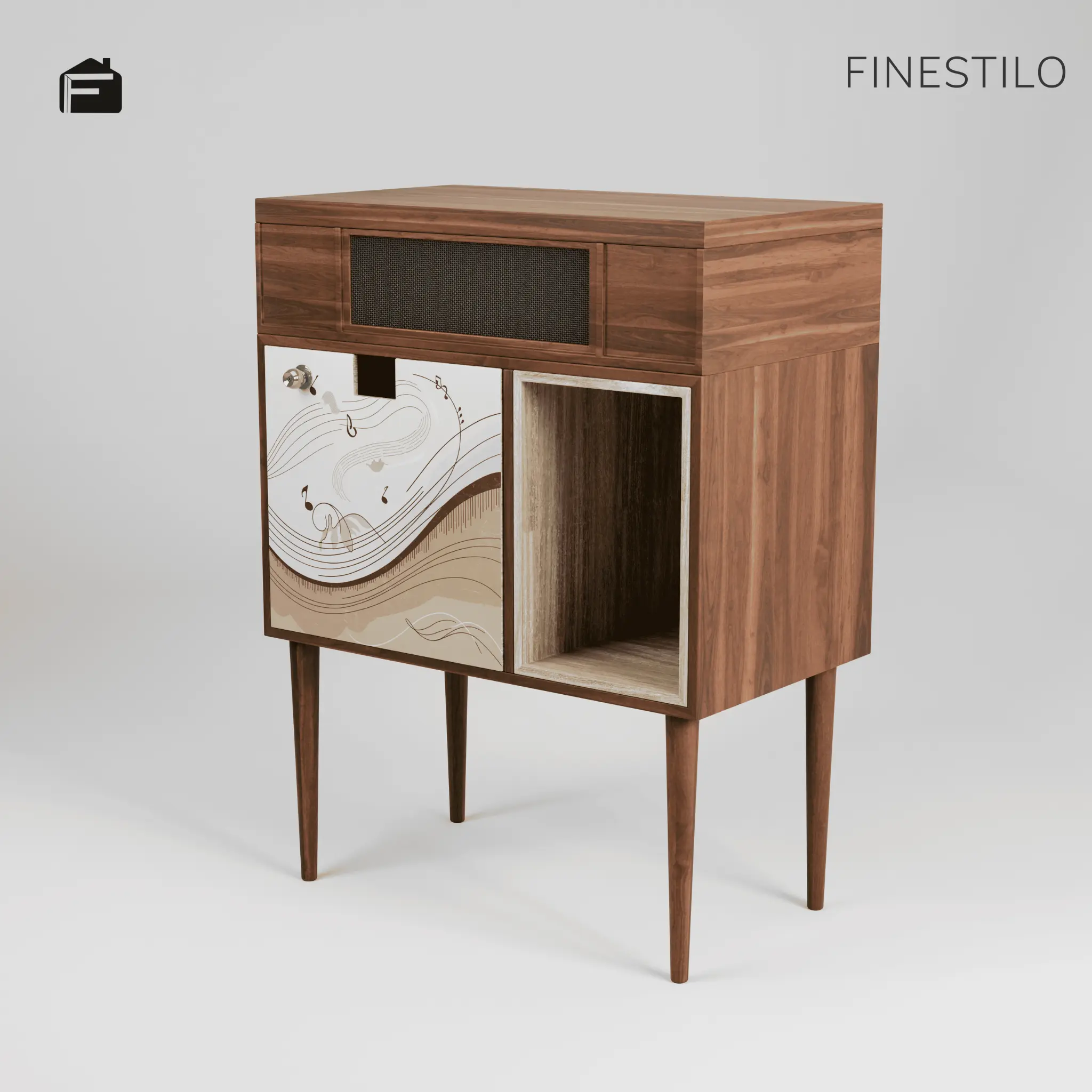 record player stand with storage and speakers